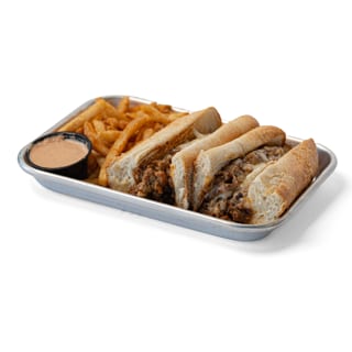 Chicken Cheesesteak with Seasoned Fries